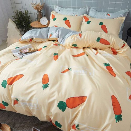  Fantasy Star Girl Style Love Rabbit Comforter Bedding Set, Print 4 Piece Home Decoration Soft Duvet Cover Set, Include 1 Flat Sheet 1 Duvet Cover and 2 Pillow Cases