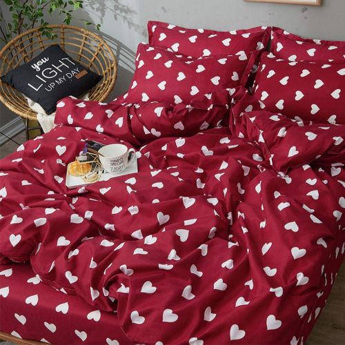  Fantasy Star Girl Style Love Rabbit Comforter Bedding Set, Print 4 Piece Home Decoration Soft Duvet Cover Set, Include 1 Flat Sheet 1 Duvet Cover and 2 Pillow Cases