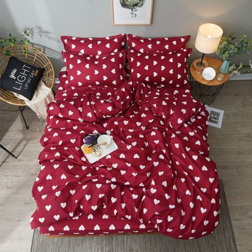  Fantasy Star Girl Style Love Rabbit Comforter Bedding Set, Print 4 Piece Home Decoration Soft Duvet Cover Set, Include 1 Flat Sheet 1 Duvet Cover and 2 Pillow Cases