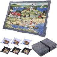 Jigsaw Puzzle Board,Folding Jigsaw Puzzle Mat,Large Puzzle Board with 6 Sorting Trays, Portable Puzzle Board Puzzle Pad for Adults and Kids (1000PCS)