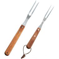 Fantasyon 2 Pack Meat Fork with Wooden Handle, Stainless Steel Meat Forged Carving Fork for Kitchen Roast (13 Inch, 10 Inch)