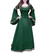Fanteecy Womens Medieval Dress Cosplay Costume Renaissance Victorian Long Sleeve Asymmetric Hem Fancy Maxi Dress