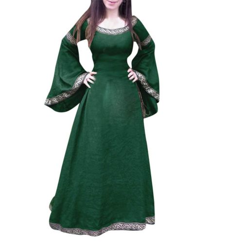  Fanteecy Womens Medieval Dress Cosplay Costume Renaissance Victorian Long Sleeve Asymmetric Hem Fancy Maxi Dress