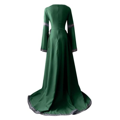  Fanteecy Womens Medieval Dress Cosplay Costume Renaissance Victorian Long Sleeve Asymmetric Hem Fancy Maxi Dress