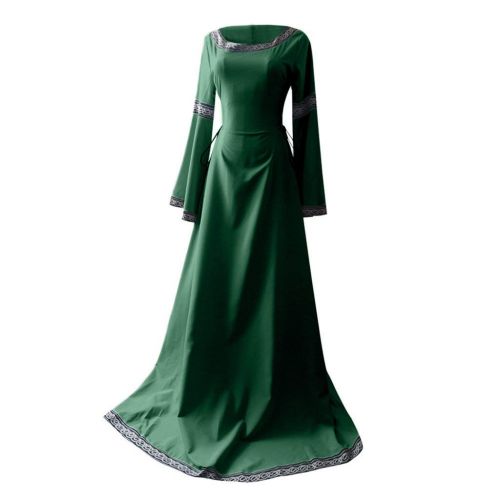  Fanteecy Womens Medieval Dress Cosplay Costume Renaissance Victorian Long Sleeve Asymmetric Hem Fancy Maxi Dress