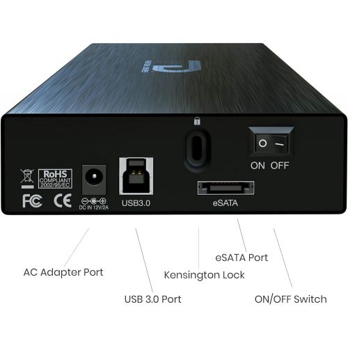 FD 6TB 7200RPM External Hard Drive - USB 3.2 Gen 1 - 5Gbps & eSATA - GForce 3 Aluminum - Black - Compatible with Mac/Windows/PS4/Xbox (GFP6000EU3) by Fantom Drives