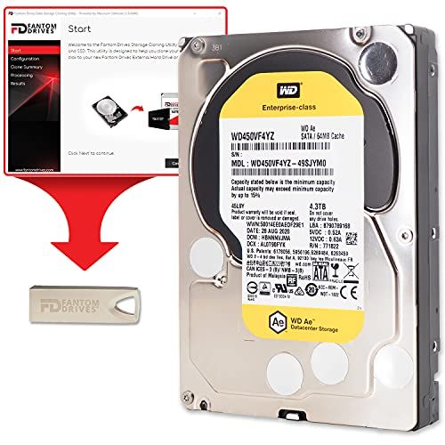  Fantom Drives WD 4TB (4.3TB) 7200RPM Enterprise Hard Drive Upgrade Kit, 3.5, SATA 6.0 Gb/s, 64MB Cache with FD Cloning Utility in USB Flash Drive (HDD4000PC-KIT)