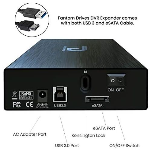  FD 8TB DVR Expander External Hard Drive - USB 3.0 & eSATA (Comes with Both USB and eSATA Cable) - Supports DirecTv, Black (DVR8KEUB) by Fantom Drives