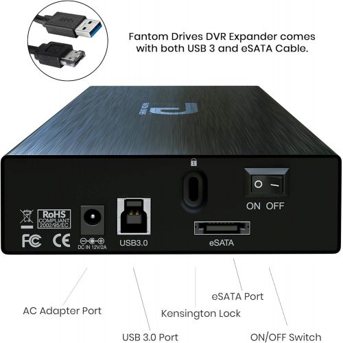  FD 6TB DVR Expander External Hard Drive - USB 3.0 & eSATA (Comes with Both USB and eSATA Cable) - Supports DirecTv, Arris and More, Black (DVR6KEUB) by Fantom Drives