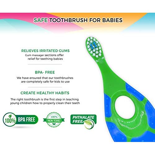  [아마존베스트]Farber Baby Toothbrush & Toddler Toothbrush For 0-2 Years Old | BPA Free with Baby Toothpaste...