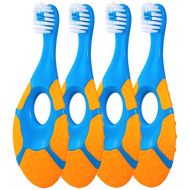 [아마존베스트]Farber Baby Toothbrush & Toddler Toothbrush For 0-2 Years Old | BPA Free with Baby Toothpaste Indicator | Extra Soft Bristles | Infant Toothbrush (4 pack) - Orange/Blue