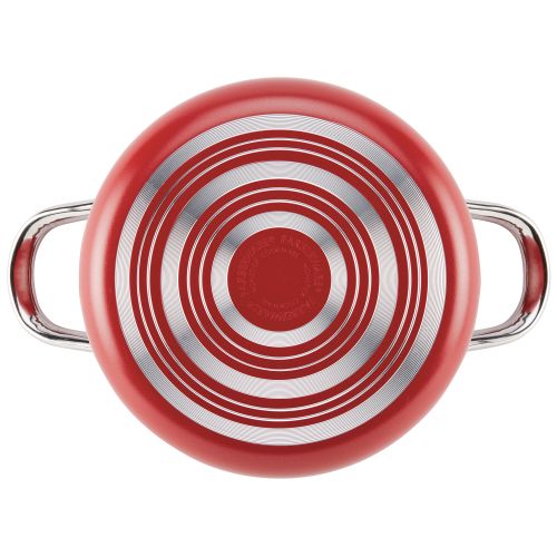  Farberware Buena Cocina Aluminum Nonstick Covered Soup Pot, 4-Quart, Red