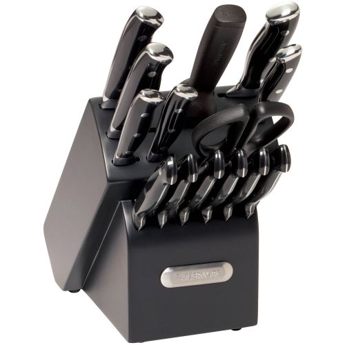  Farberware 15-Piece Forged Triple Riveted Knife Set, Black