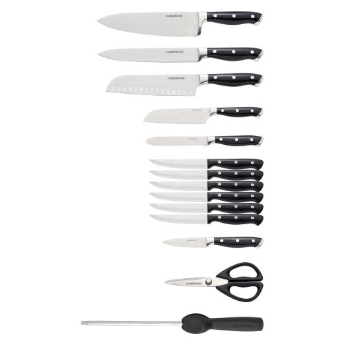  Farberware 15-Piece Forged Triple Riveted Knife Set, Black