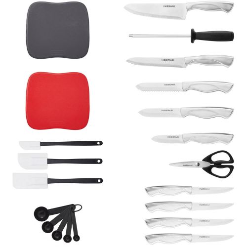  Farberware 22-Piece Stainless Steel Knife Set with Cutting Mats