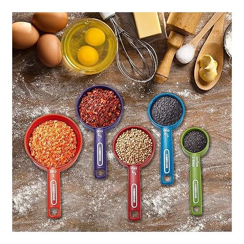  Farberware Professional Plastic Measuring Cups with Coffee Spoon, Set of 5, Colors may vary