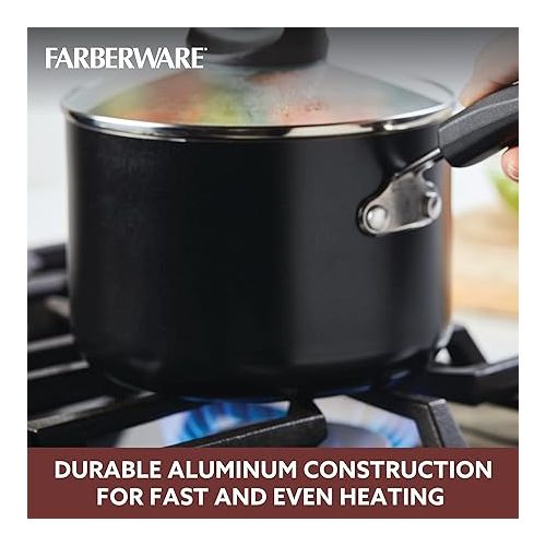  Farberware Smart Control Nonstick Sauce Pan/Saucepan with Lid, 2 Quart, Black