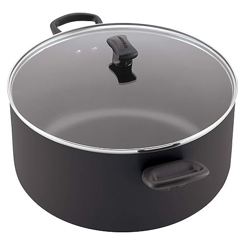  Farberware Promotional Dishwasher Safe Nonstick Stock Pot/Stockpot with Lid, 10.5 Quart, Black