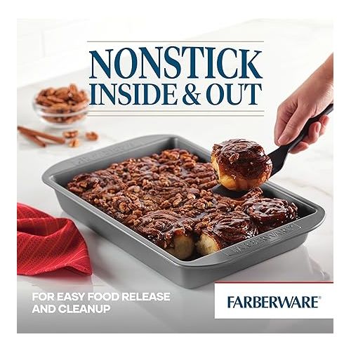  Farberware Nonstick Bakeware Baking Pan / Nonstick Cake Pan, Rectangle - 9 Inch x 13 Inch, Gray