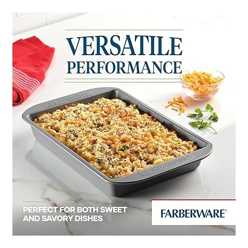  Farberware Nonstick Bakeware Baking Pan / Nonstick Cake Pan, Rectangle - 9 Inch x 13 Inch, Gray
