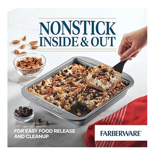  Farberware Nonstick Bakeware Nonstick Baking Pan / Nonstick Cake Pan, Square - 9 Inch, Gray