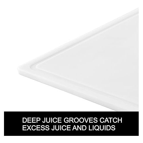  Farberware Extra-Large Plastic Cutting Board with Perimeter Juice Groove, Dishwasher-Safe Kitchen Chopping Board, 15x20-Inch, White