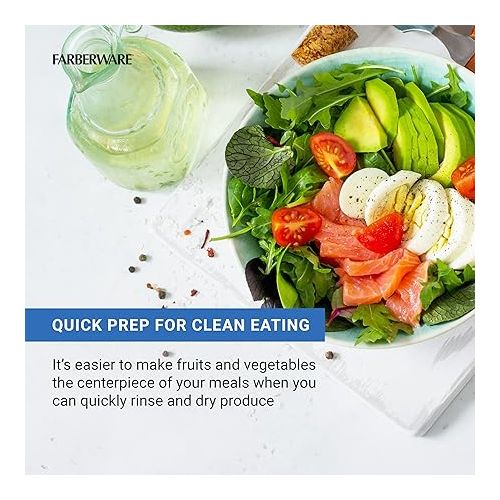  Farberware Easy to use pro Pump Spinner with Bowl, Colander and Built in draining System for Fresh, Crisp, Clean Salad and Produce, Large 6.6 quart, Green