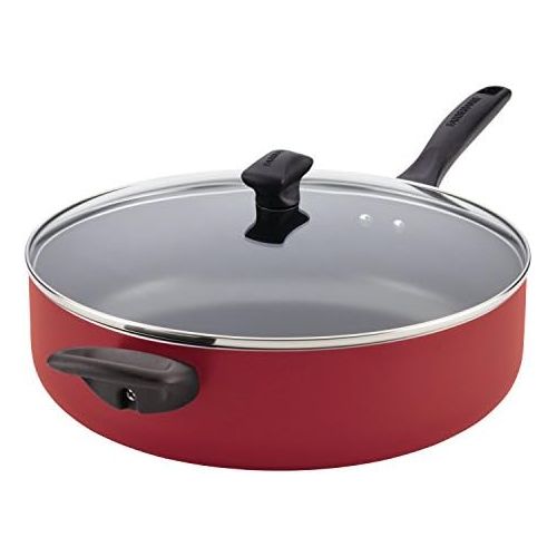  [아마존베스트]Farberware Dishwasher Safe Nonstick Aluminum Covered Jumbo Cooker with Helper Handle, 6-Quart, Red