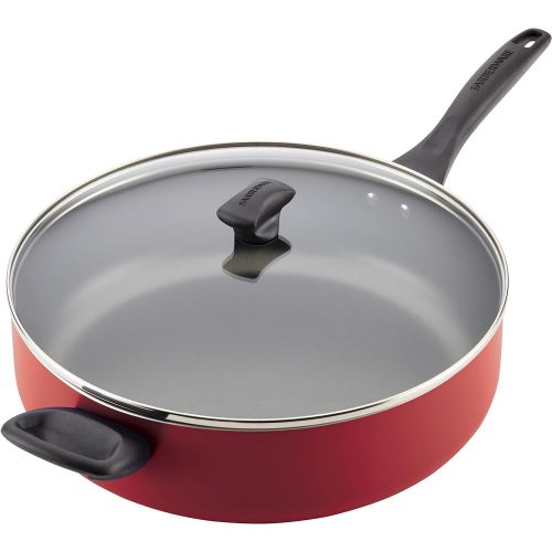  [아마존베스트]Farberware Dishwasher Safe Nonstick Aluminum Covered Jumbo Cooker with Helper Handle, 6-Quart, Red