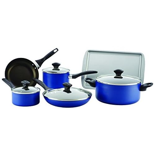  [아마존베스트]Farberware 21891 Dishwasher Safe Nonstick Cookware Pots and Pans Set, 15 Piece, Blue