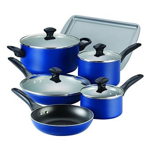  [아마존베스트]Farberware 21891 Dishwasher Safe Nonstick Cookware Pots and Pans Set, 15 Piece, Blue