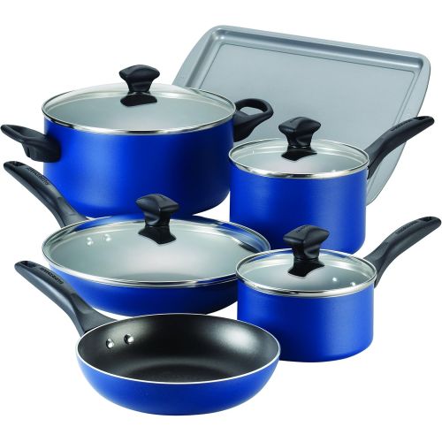  [아마존베스트]Farberware 21891 Dishwasher Safe Nonstick Cookware Pots and Pans Set, 15 Piece, Blue