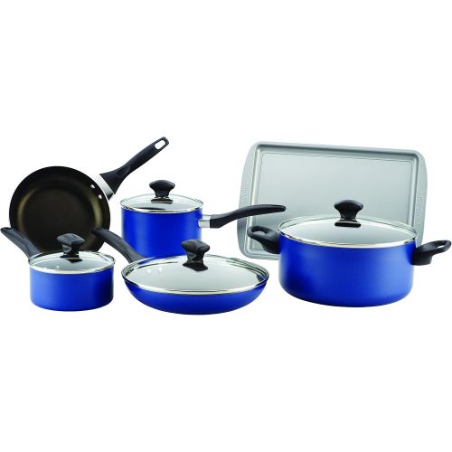  [아마존베스트]Farberware 21891 Dishwasher Safe Nonstick Cookware Pots and Pans Set, 15 Piece, Blue