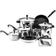 [아마존베스트]Farberware 50049 Classic Stainless Steel Cookware Pots and Pans Set, 15-Piece