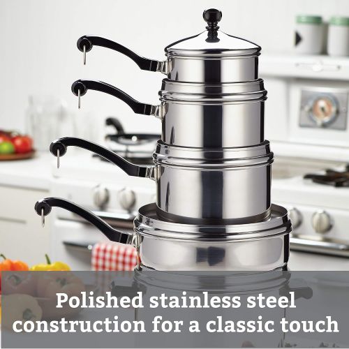  [아마존베스트]Farberware 50049 Classic Stainless Steel Cookware Pots and Pans Set, 15-Piece