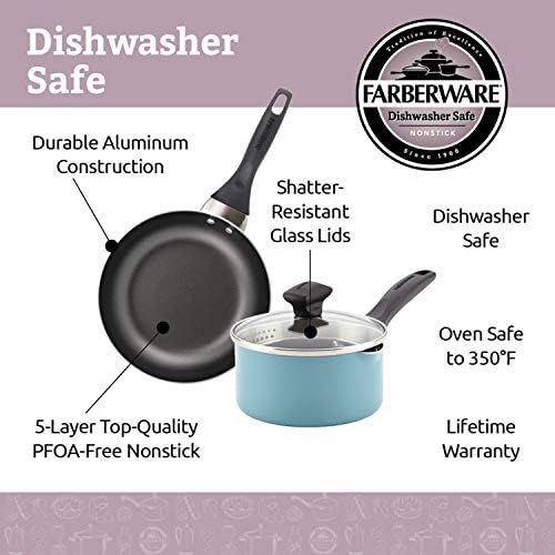  [아마존베스트]Farberware Dishwasher Safe Nonstick Aluminum 6-Quart Covered Jumbo Cooker with Helper Handle, Aqua