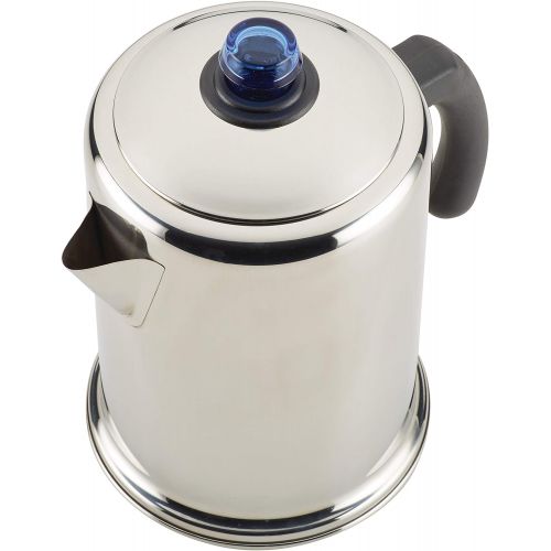  Farberware 47794 Herdplatte fuer 12 Tassen, Edelstahl Percolator, Glas blau