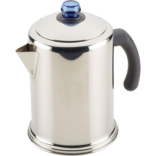  Farberware 47794 Percolator fuer 12 Tassen, Edelstahl mit Glasknauf blau