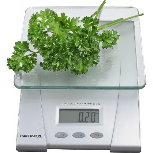  Farberware Professional Electronic Glass Kitchen and Food Scale, 11-Pound, SILVER - 5083276