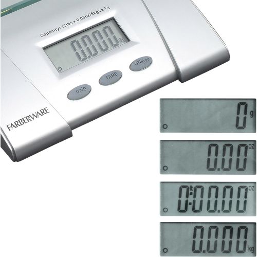  Farberware Professional Electronic Glass Kitchen and Food Scale, 11-Pound, SILVER - 5083276