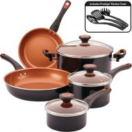 Farberware Glide Dishwasher Safe Nonstick Cookware Pots and Pans Set, 11 Piece, Black