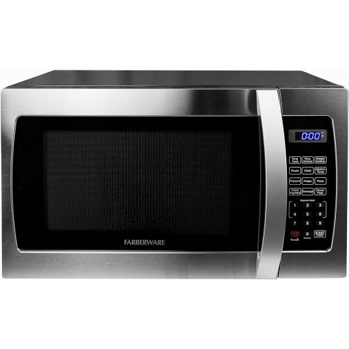  Farberware Countertop Microwave Oven 1.3 Cu. Ft. 1000-Watt with LED Display, Child Lock, Easy Clean Black Interior, Cu.Ft, Stainless Steel