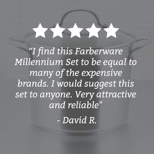  Farberware Millennium Stainless Steel Nonstick Cookware Set, 10-Piece Pot and Pan Set, Stainless Steel