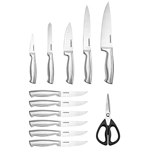  Farberware Self-Sharpening 13-Piece Knife Block Set with EdgeKeeper Technology, Black -