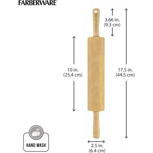  Farberware Classic Wood Rolling Pin, 17.75-Inch, Natural: Kitchen & Dining