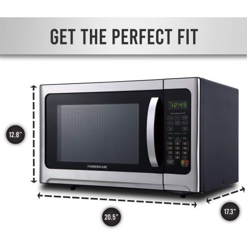  [아마존베스트]Farberware Professional FMO12AHTBKE 1.2 Cu. Ft. 1100-Watt Microwave Oven With Smart Sensor Cooking and LED Lighting, Brushed Stainless Steel