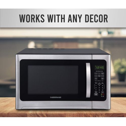  [아마존베스트]Farberware Professional FMO12AHTBKE 1.2 Cu. Ft. 1100-Watt Microwave Oven With Smart Sensor Cooking and LED Lighting, Brushed Stainless Steel