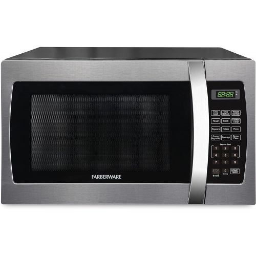  Farberware Countertop Microwave Oven 1.3 Cu. Ft. 1000-Watt with LED Display, Child Lock, Easy Clean Black Interior, Cu.Ft, Stainless Steel