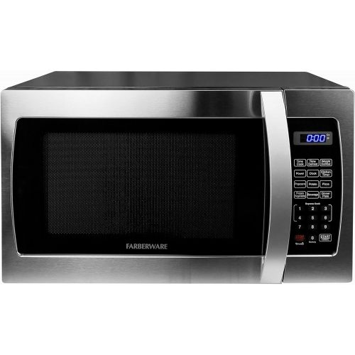  Farberware Countertop Microwave Oven 1.3 Cu. Ft. 1000-Watt with LED Display, Child Lock, Easy Clean Black Interior, Cu.Ft, Stainless Steel