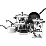 Farberware Classic Stainless Steel Cookware Pots and Pans Set, 15-Piece,50049,Silver